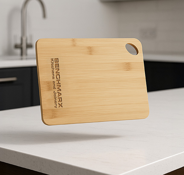 Benchmarx branded bamboo chopping board