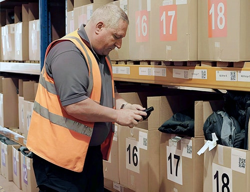 Warehouse worker fulfilling webshop orders