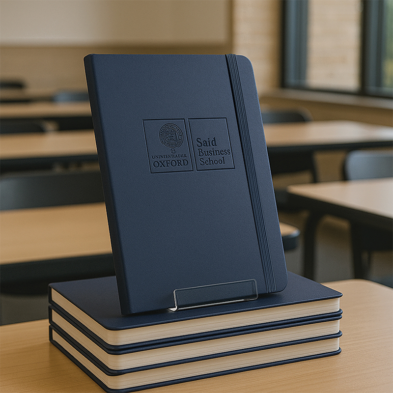 Navy Ultimate notebook branded with the University of Oxford Sa&iuml;d Business School logo