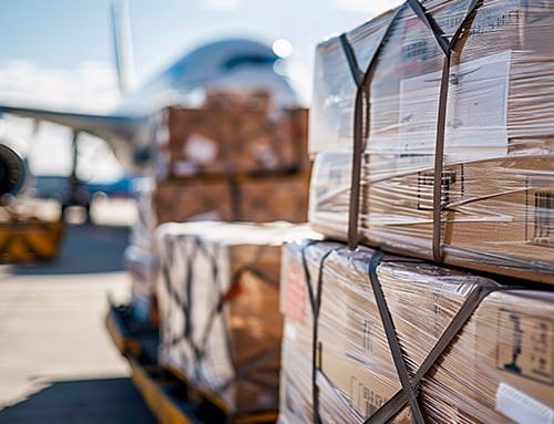 Palletised stock ready for transport